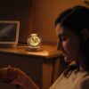 Flexzion 3D Moon Crystal Night Light Lamp Warm LED Glow with Wooden Base for Bedroom, Living Room & Gifting - Image 4