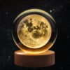 Flexzion 3D Moon Crystal Night Light Lamp Warm LED Glow with Wooden Base for Bedroom, Living Room & Gifting - Image 2